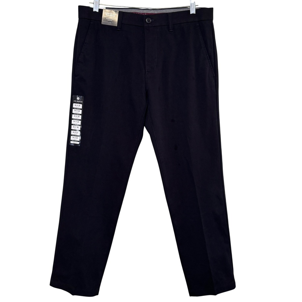 J.M. Haggar Mens‎ Luxury Comfort Casual Slim Black Dress Pant NWT Size 34x29